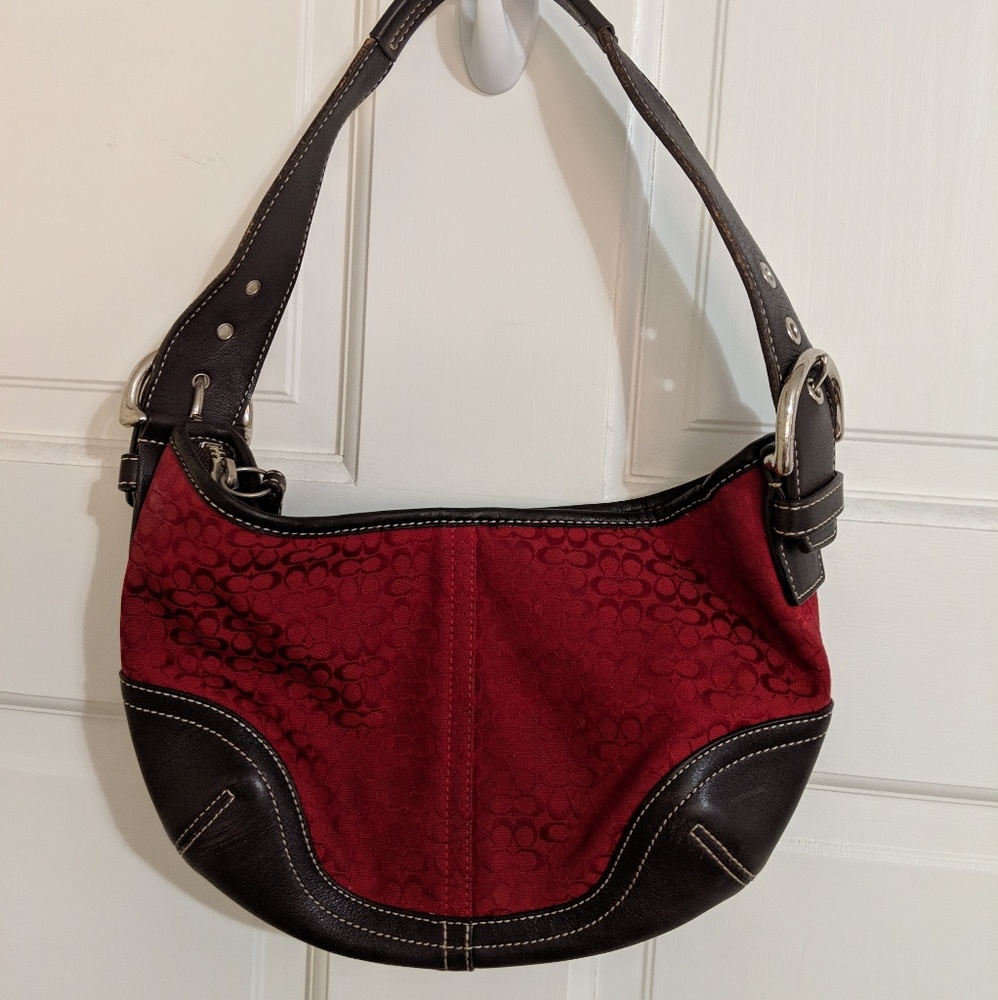 Coach Purse - Red & Dark Brown